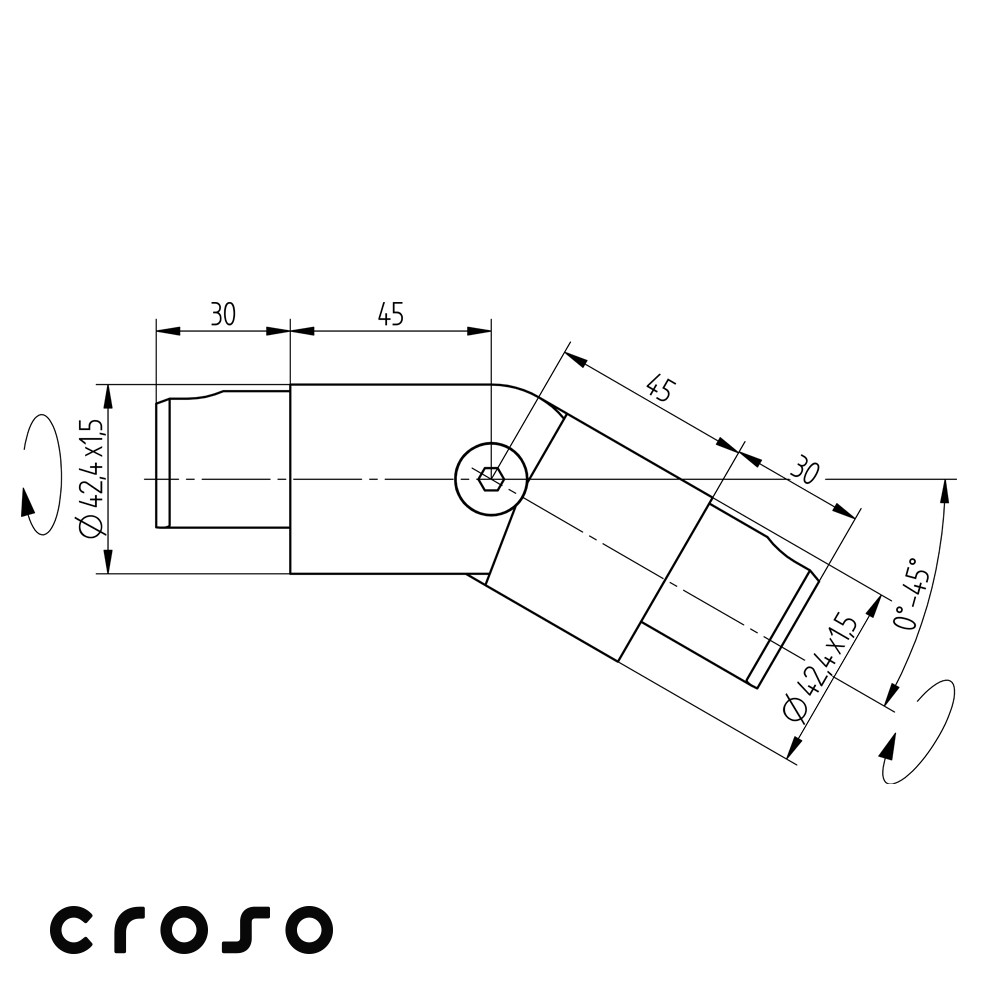 Gelenk 0-45° für Nutrohr