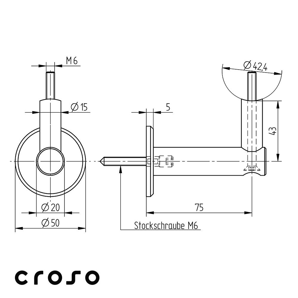 Handlaufträger m. Ronde Ø50