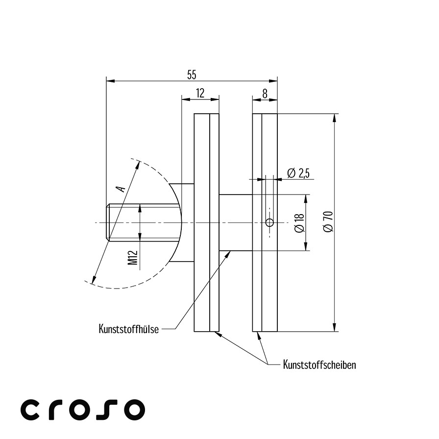 Punkthalter | Maße: Ø 70 mm